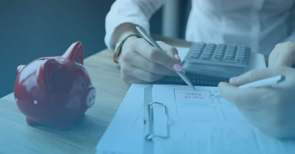 woman studying her debt